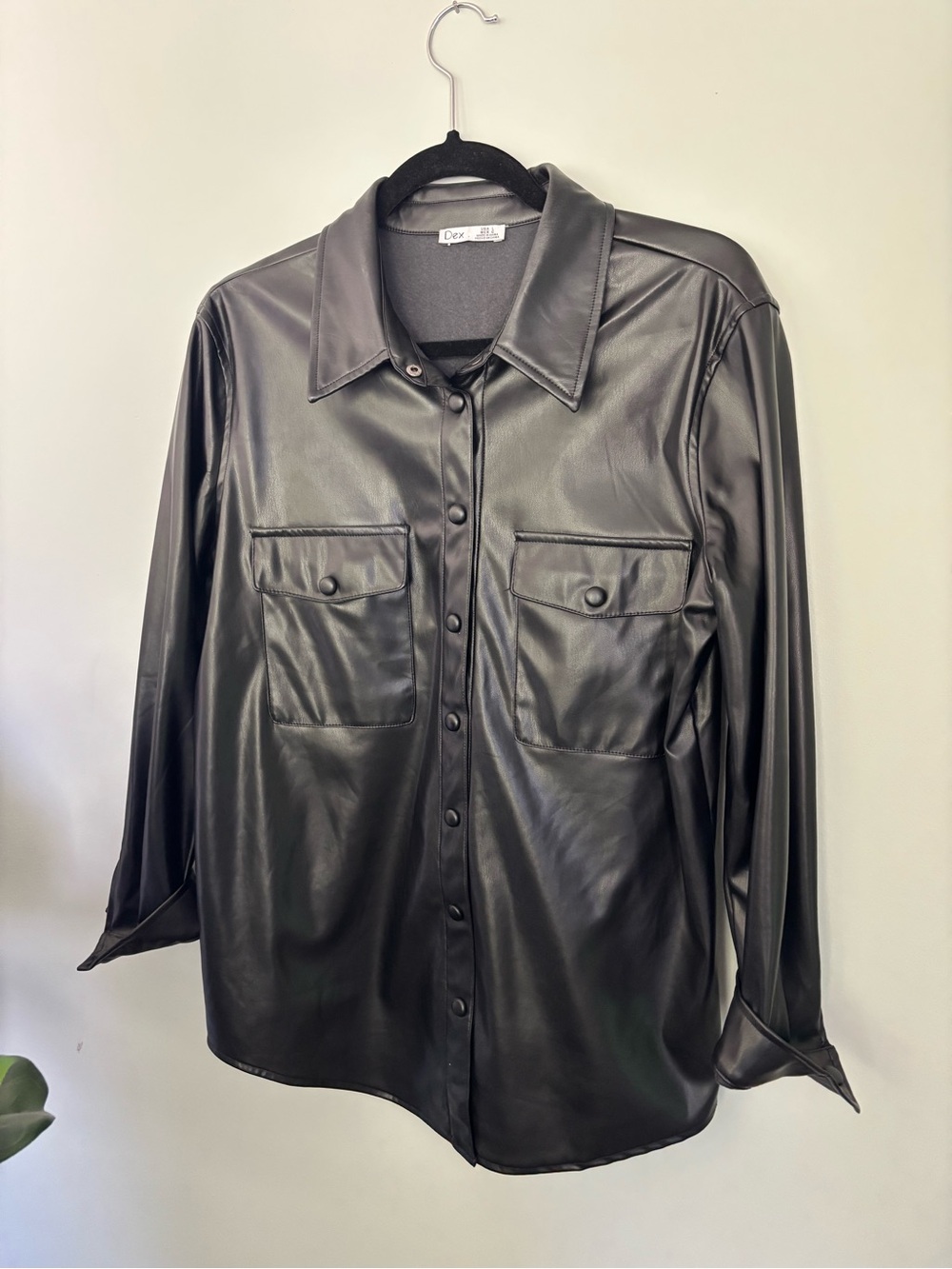 Dex Black Faux Leather Shirt Jacket